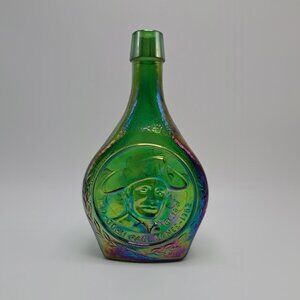 Wheaton Vintage Green Glass Bottle With Raised Ship & John Paul Jones Design